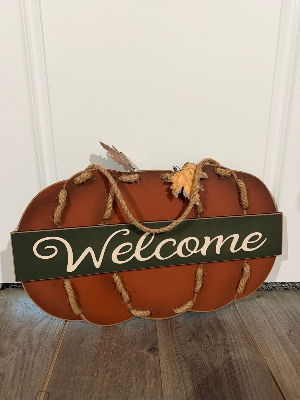 NWT Fall Welcome Pumpkin Sign Wall Accent - Rust Orange